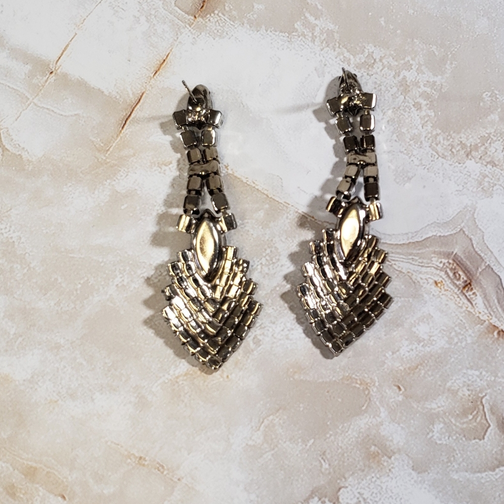 Vintage 90's amethyst rhinestone earrings - Picture 4 of 4